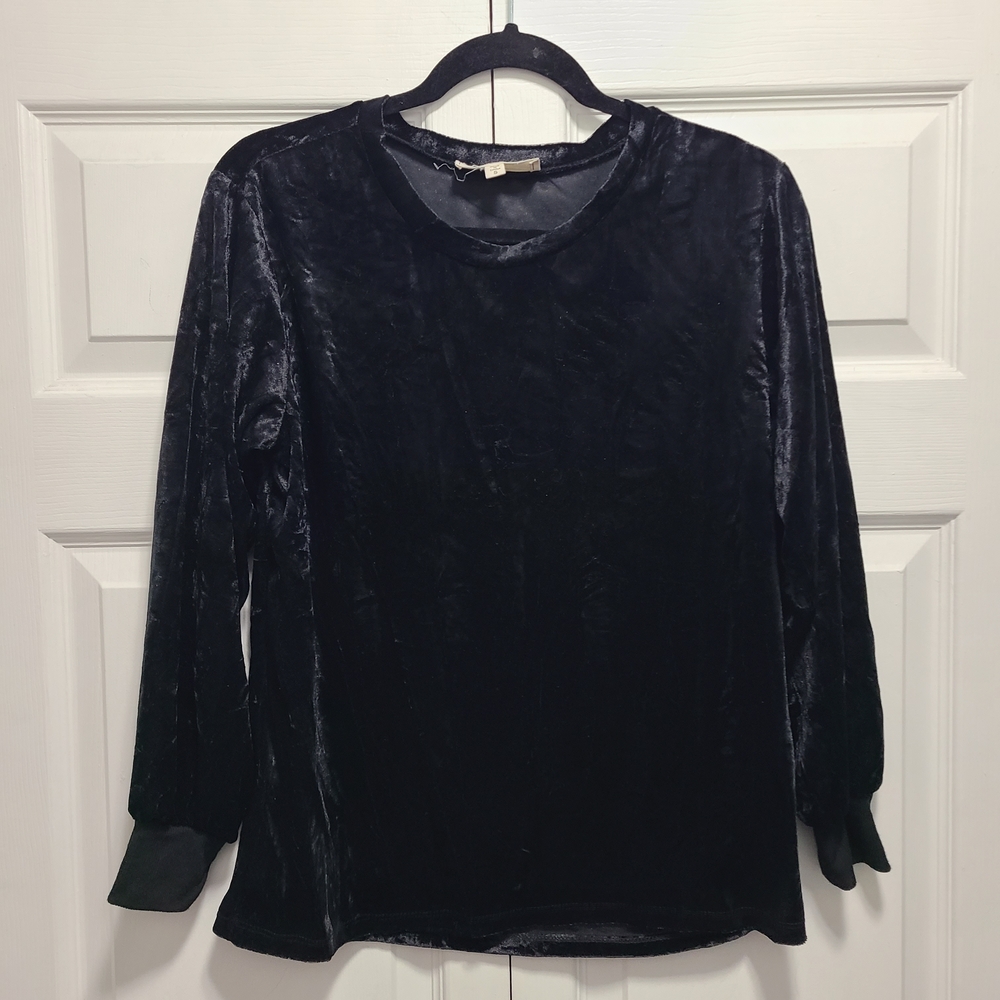 No Comment NY LA‎ Black Velvet Long Sleeve Top Small
